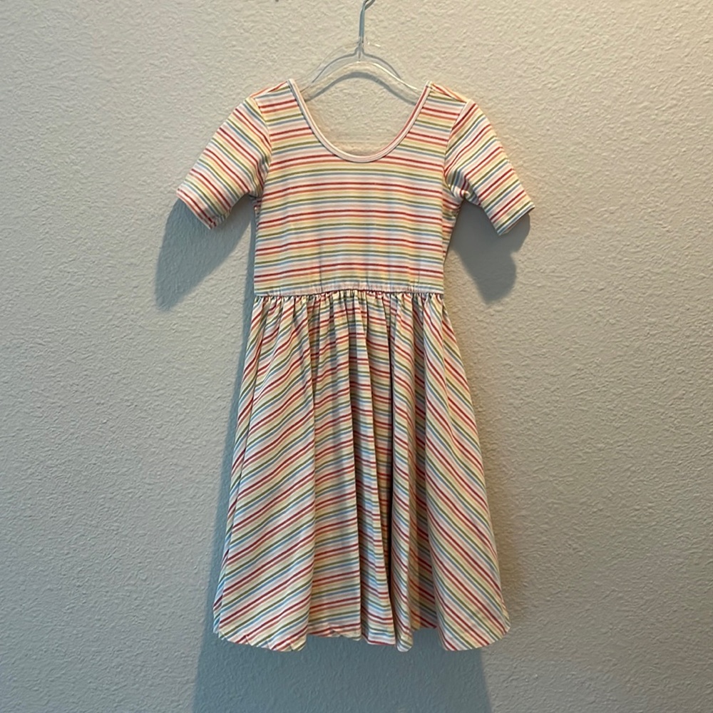 Alice + Ames rainbow stripe short sleeve ballet dress size 7